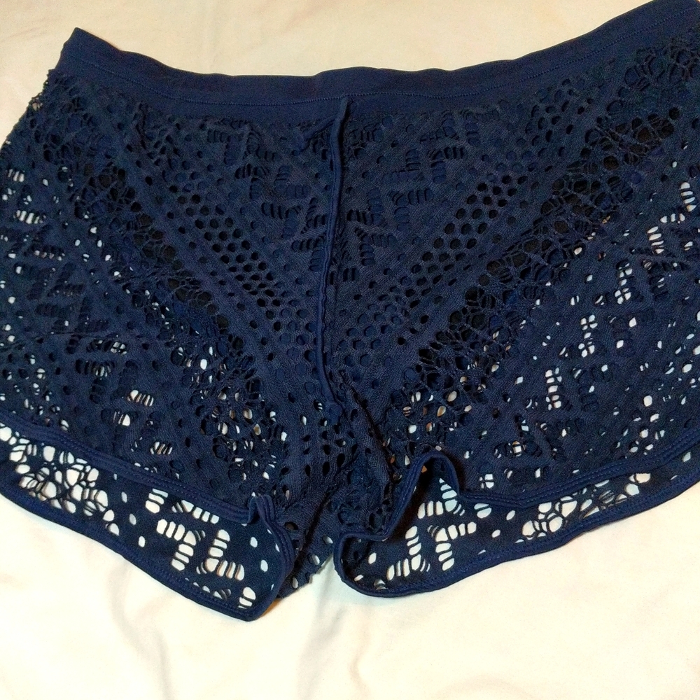 Women's navy blue net bathing suit shorts size XXL